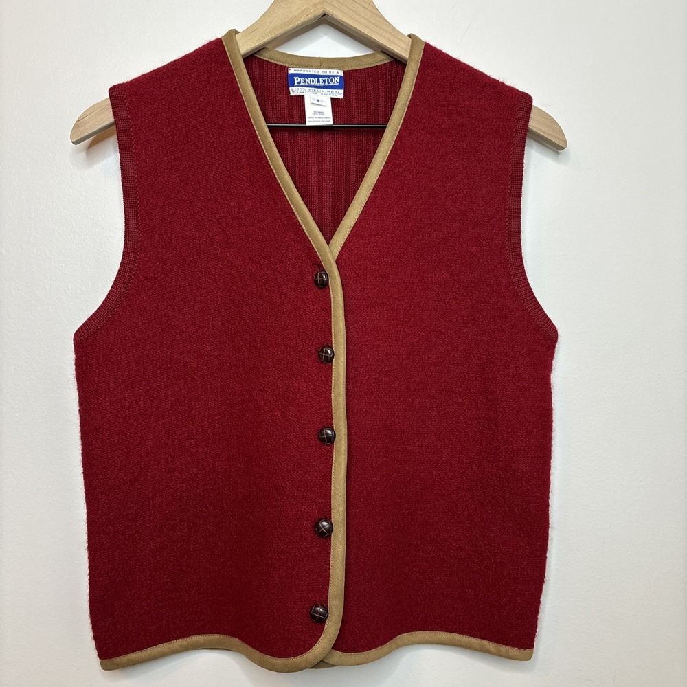 Pendleton 100% Wool Sweater Vest Small Red Academia‎ Grandpa Classic Cottagecore